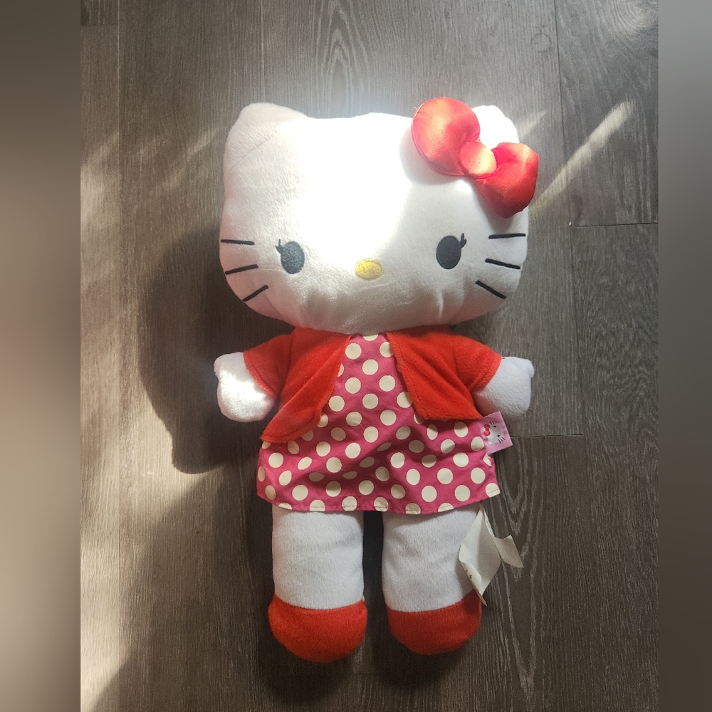 Hello kitty polka dot dress plushie with bow and jacket, Sanrio 2010s stuffed